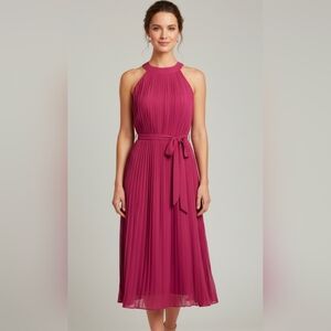 Club L London Pink Pleated Women's Midi Dress Semi Formal Size 4